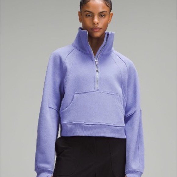 lululemon athletica Tops - Lululemon Scuba Oversized Funnel Neck Cropped Half-Zip Pullover Dark Lavender